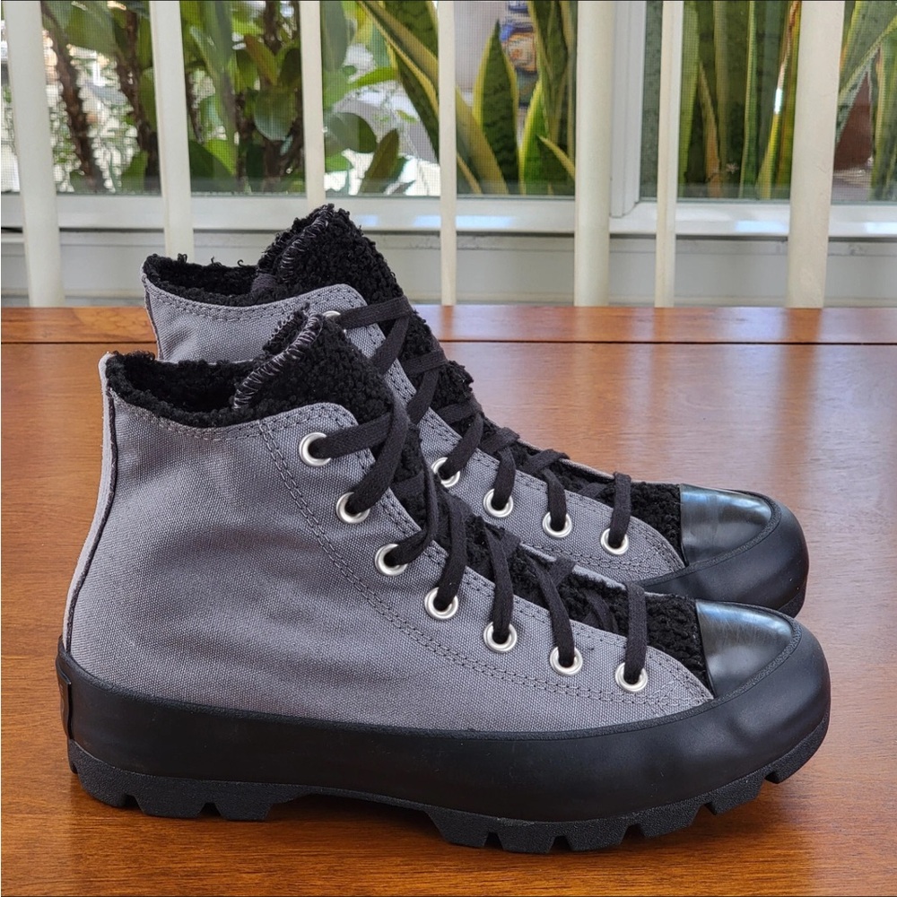 Converse Women's CTAS Lugged Hi Canvas Sherpa 573066C Mason Gray/Black - Picture 10 of 15